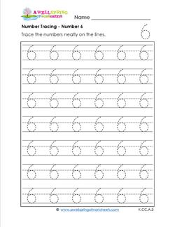 number tracing - number 6