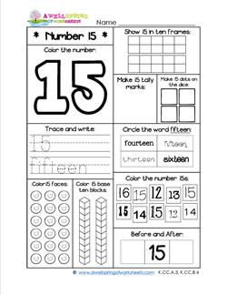 number worksheets for kindergarten number 15 worksheet