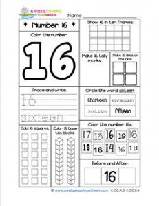 Number Worksheets - Number 16 Worksheet