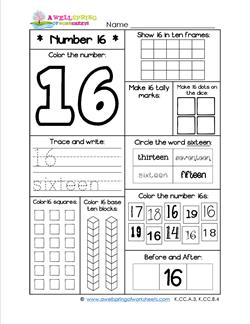 Number Worksheets - Number 16 Worksheet