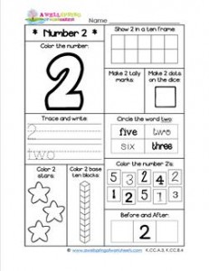 Number Worksheets for Kindergarten | Number 2 Worksheet