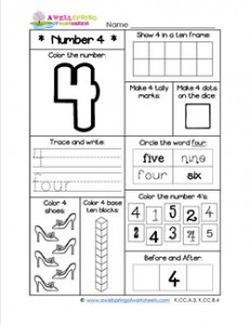 Number Worksheets - Number 4 Worksheet