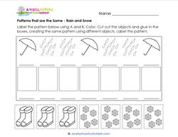 Patterns that are the Same - Rain and Snow - Patterns Worksheets