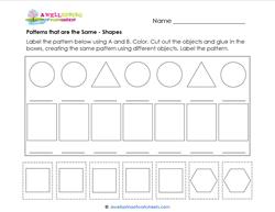 Patterns that are the Same - Shapes - Patterns Worksheets