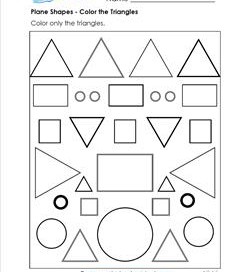 Plane Shapes - Color the Triangles - Kindergarten Geometry