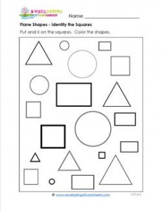 Plane Shapes - Identify the Squares - Kindergarten Geometry