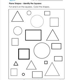 Plane Shapes - Identify the Squares - Kindergarten Geometry