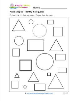Plane Shapes - Identify the Squares - Kindergarten Geometry