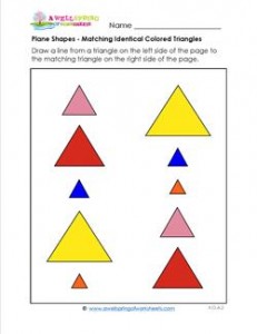 Plane Shapes - Matching Identical Colored Triangles - Kindergarten Geometry