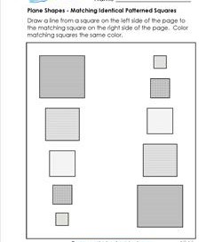 Plane Shapes - Matching Identical Patterned Squares - Kindergarten Geometry