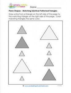 Plane Shapes - Matching Patterned Triangles - Kindergarten Geometry
