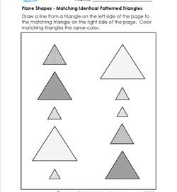 Plane Shapes - Matching Patterned Triangles - Kindergarten Geometry