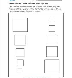 Plane Shapes - Matching Identical Squares - Kindergarten Geometry