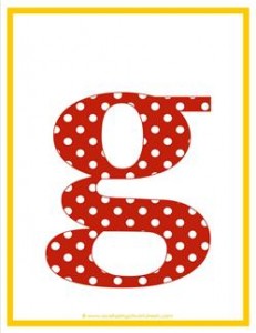 polka dot letters - lowercase g