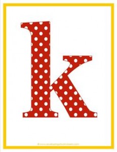 polka dot letters - lowercase k