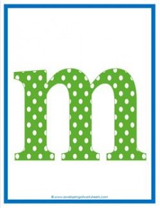 polka dot letters - lowercase m