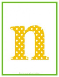 polka dot letters - lowercase n