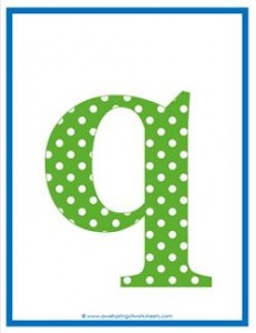 polka dot letters - lowercase q