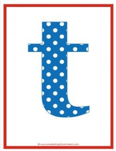 polka dot letters - lowercase t