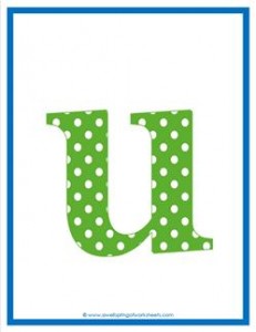 polka dot letters - lowercase u