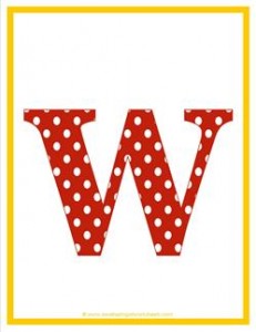 polka dot letters - lowercase w
