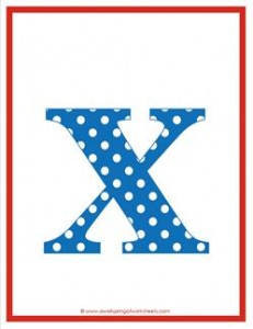 polka dot letters - lowercase x