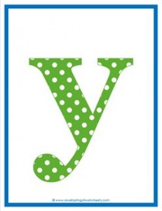 polka dot letters - lowercase y