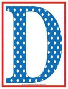 polka dot letters - uppercase d