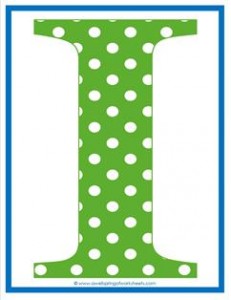 polka dot letters - uppercase i