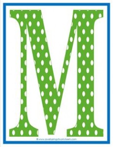 polka dot letters - uppercase m