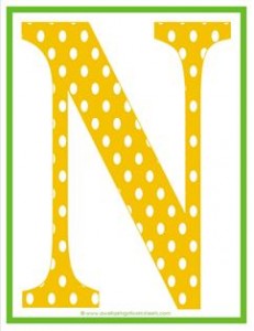 polka dot letters - uppercase n