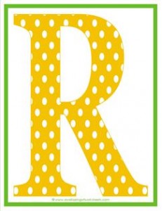 polka dot letters - uppercase r