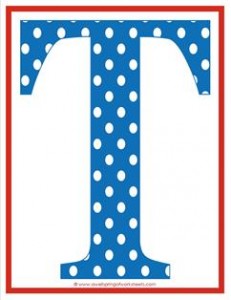 polka dot letters - uppercase t