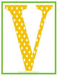 polka dot letters - uppercase v