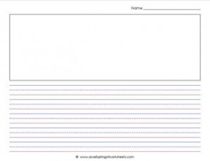 primary lined paper - landscape - 1/2" - name & picture