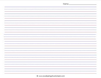 primary lined paper - landscape - 1/2' - name