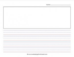 primary lined paper - landscape - 5/8" - name & picture