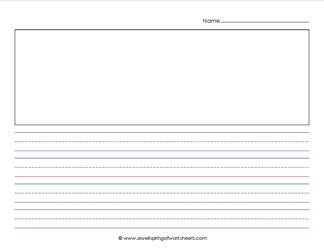primary lined paper - landscape - 5/8" - name & picture