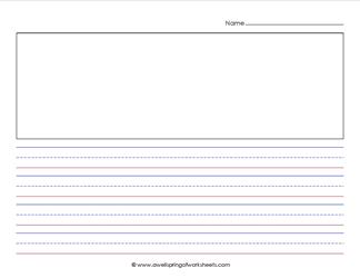 primary lined paper - landscape - 5/8" - name & picture