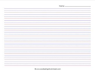 primary lined paper - landscape - 7/16 inch - name