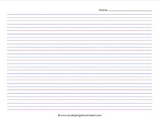 primary lined paper - landscape - 7/16 inch - name