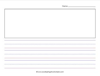 priamry lined paper - landscape - 7/8 inch - name & picture