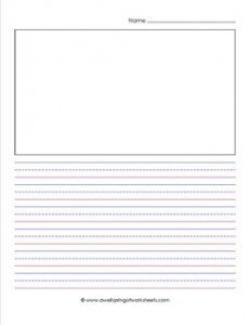 primary lined paper - portrait - 1/2" - name and picture