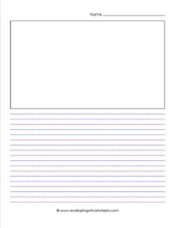 primary lined paper - portrait - 1/2" - name and picture