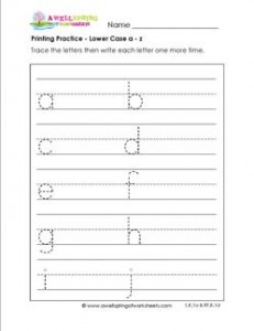 printing practice - lower case a-z multi-page - handwriting practice for kindergarten