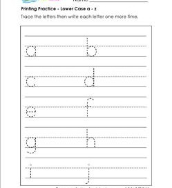 printing practice - lower case a-z multi-page - handwriting practice for kindergarten