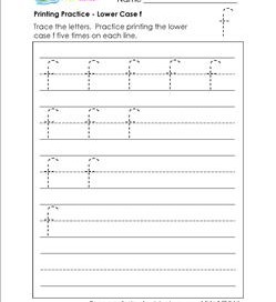 printing practice - lower case f - handwriting worksheets for kindergarten