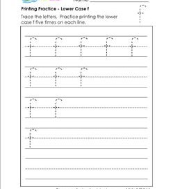 printing practice - lower case f - handwriting worksheets for kindergarten