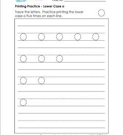 printing practice - lower case o - handwriting practice for kindergarten
