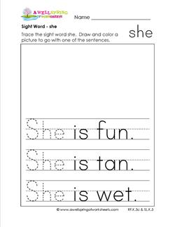 sight word she